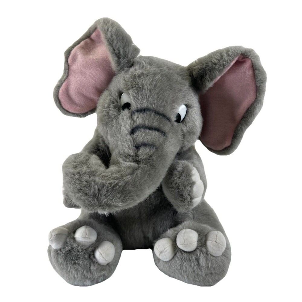 Kids Of America Vintage Elephant Grey Stuffed Animal Plush Goofy Face Toy 12"